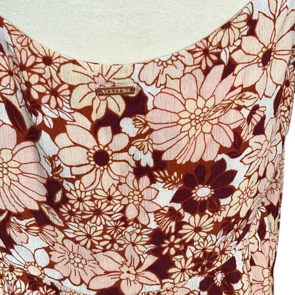 Volcom Women's Goovestone Printed Short Babydoll Dress Dark Clay Size XL/12 - Picture 8 of 12